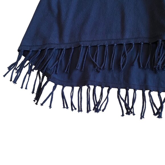 JOSEPH A. Navy Blue Rayon Fringe Hem Open Cardigan High-Low Sweater S - Picture 5 of 15